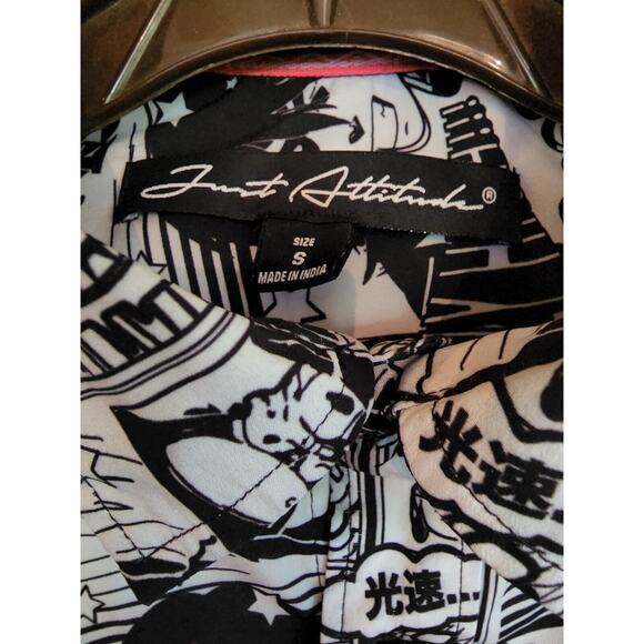 Anime Japanese Comic Strip Manga Graphic Art button up Short Sleeve Shirt Small - Picture 3 of 9